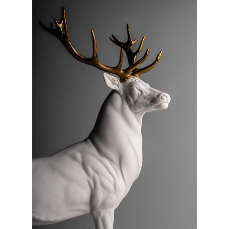 Lladró Scultura Cervo Bianco Rame 52x41cm Porcellana