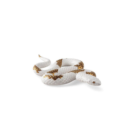 Lladró Scultura Serpente Bianco Rame 9x62cm Porcellana