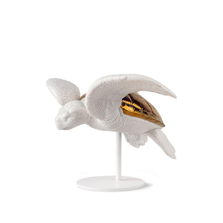 Lladró Scultura Tartaruga Marina I Bianco Rame 19x33cm Porcellana