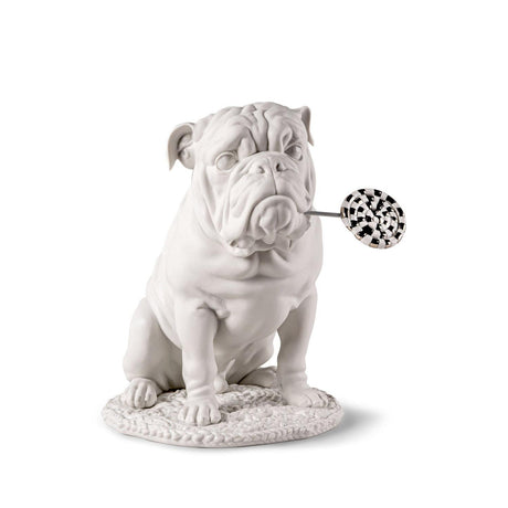 Lladró Scultura Bulldog con Lecca Lecca Re Deco 33x33cm Porcellana
