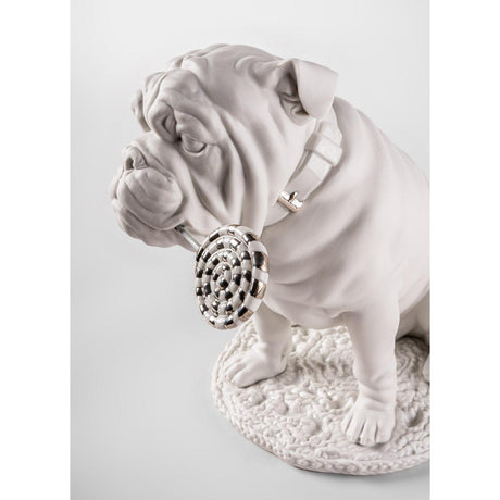 Lladró Scultura Bulldog con Lecca Lecca Re Deco 33x33cm Porcellana