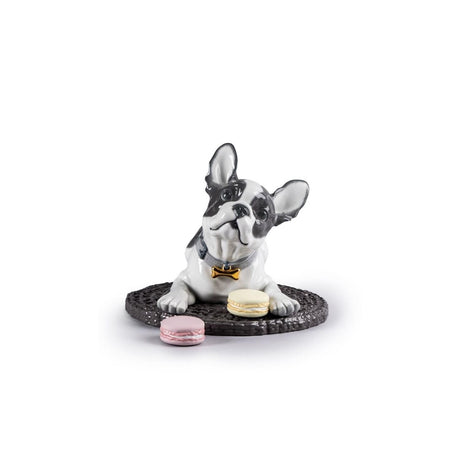 Lladró Bulldog Francese con Macarons 24x29cm Porcellana