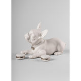 LLADRO' Scultura Bulldog Francese con Macarons Re Deco 24x29cm Porcellana