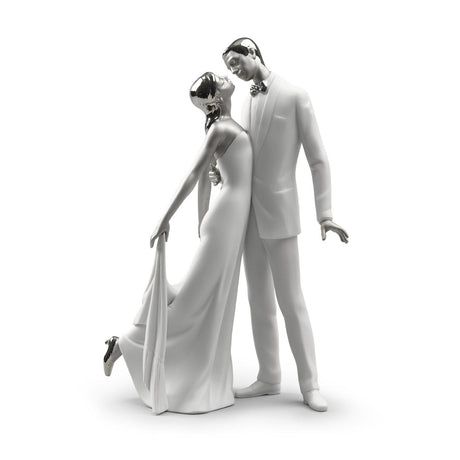 Lladró Figurina Coppia Felice Anniversario Lustro Argento 32x21cm Porcellana