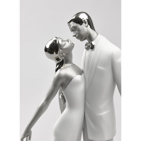 Lladró Figurina Coppia Felice Anniversario Lustro Argento 32x21cm Porcellana