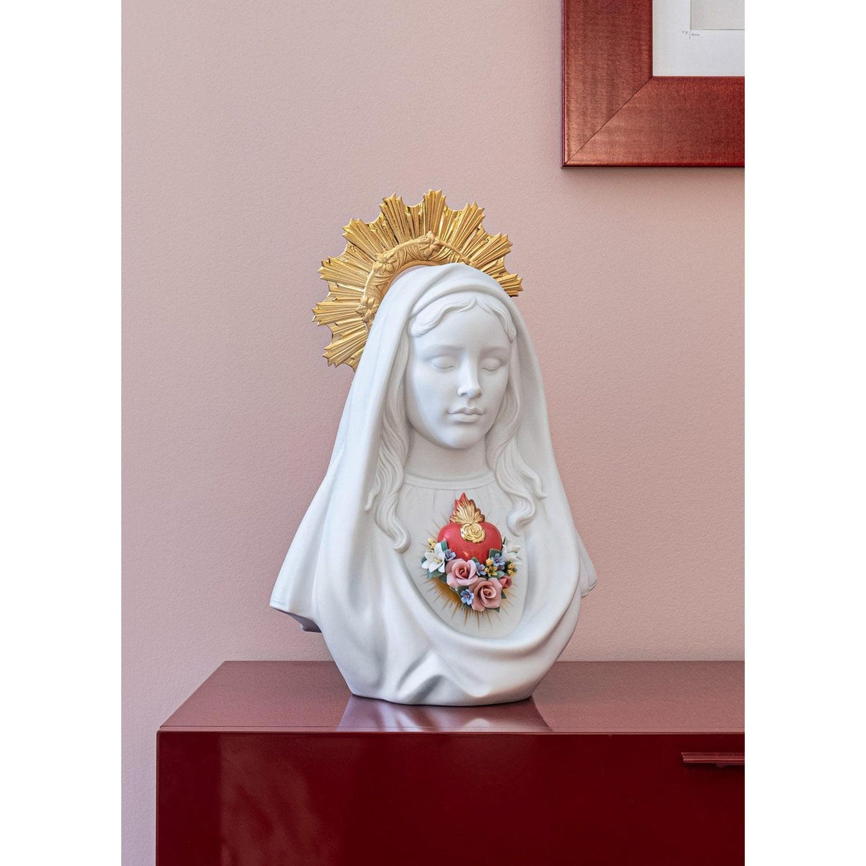 Lladró Scultura Cuore Immacolato di Maria 40x28cm Porcellana