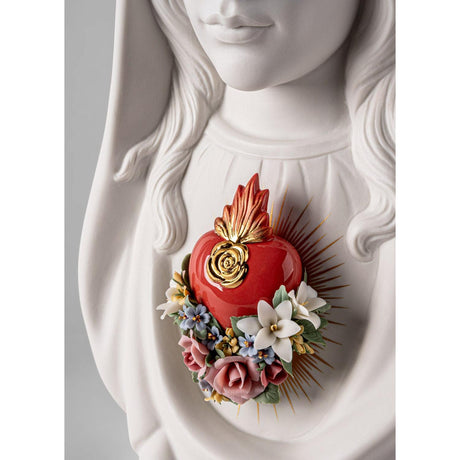 Lladró Scultura Cuore Immacolato di Maria 40x28cm Porcellana