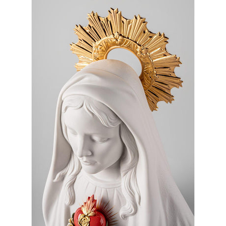 Lladró Scultura Cuore Immacolato di Maria 40x28cm Porcellana