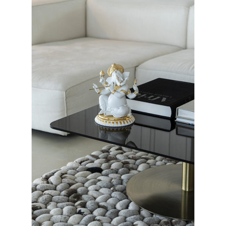 Lladró Figurina Ganesha con Bansuri Lustro Oro 23x19cm Porcellana