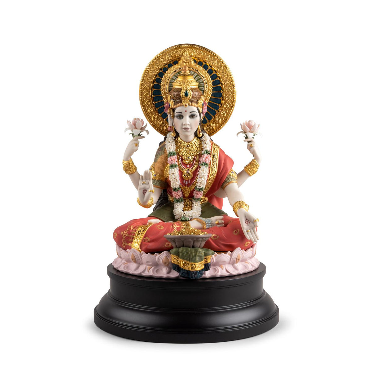 Lladró Scultura Statua Dea Lakshmi 41x27cm Porcellana