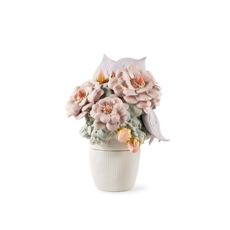 Lladró Vaso con Fiori Rosa 44x33cm Porcellana