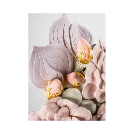 Lladró Vaso con Fiori Rosa 44x33cm Porcellana