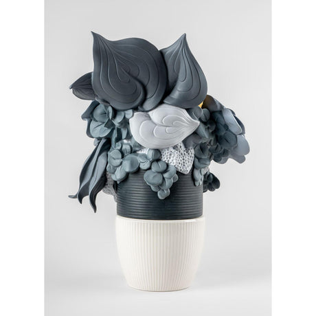 Lladró Vaso con Fiori Blu 44x33cm Porcellana