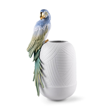 Lladró Vaso con Pappagalli 56x29cm Porcellana