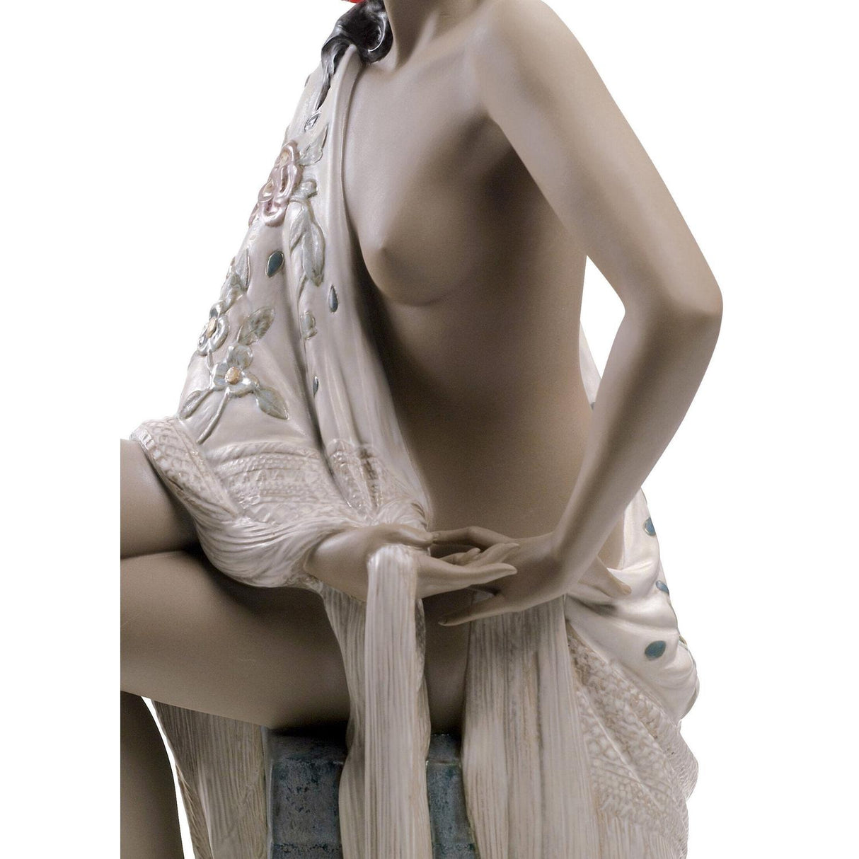Lladró Figurina Donna Nudo con Scialle 43x30cm Porcellana