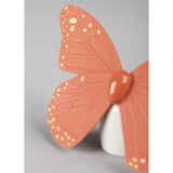 Lladró Figurina Farfalla Dorato Lucido e Corallo 9x14cm Porcellana