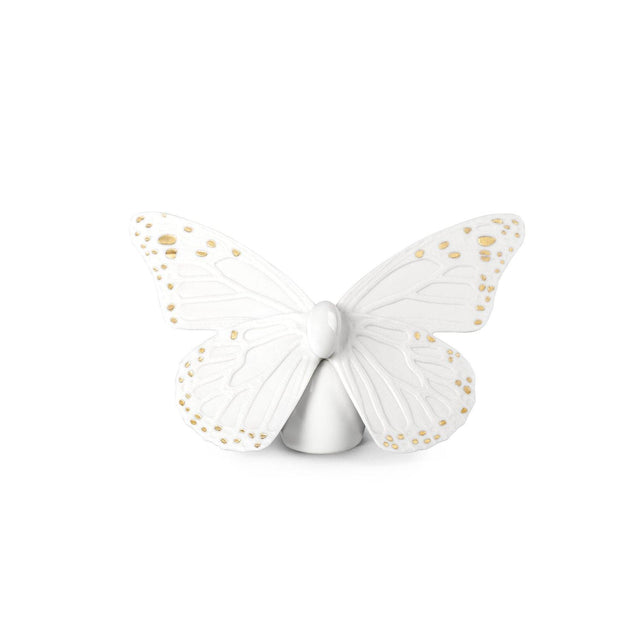 Lladró Figurina Farfalla Dorato Lucido e Bianco 9x14cm Porcellana