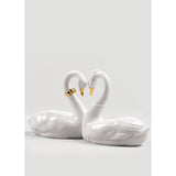 Lladró Figurina Cigni Amore Senza Fine Lustro Oro 13x27cm Porcellana