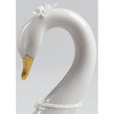 Lladró Figurina Cigni Amore Senza Fine Lustro Oro 13x27cm Porcellana