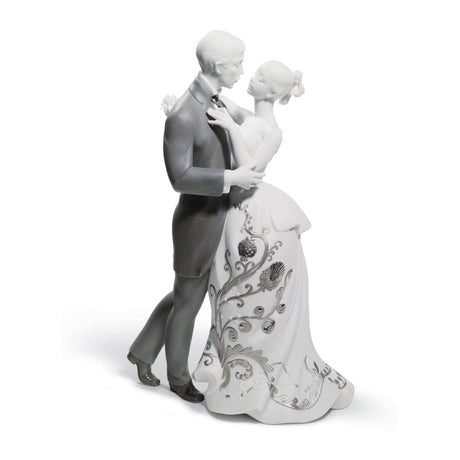 Lladró Figurina Coppia Il Valzer Dei Fidanzati Lustro Argento 30x21cm Porcellana