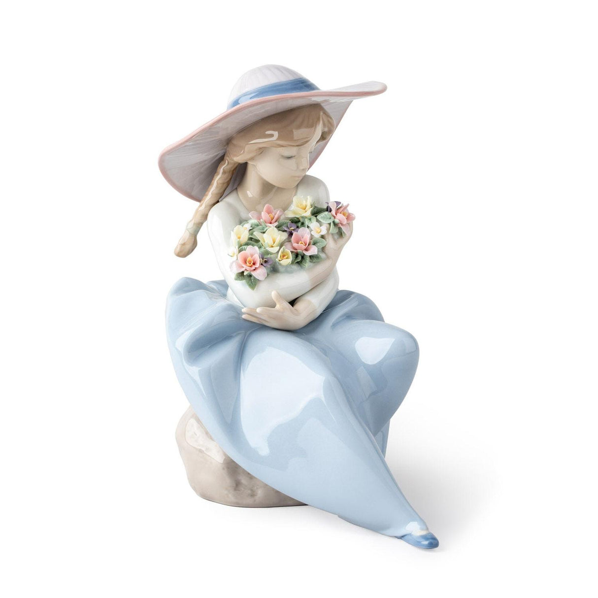 Lladró Figurina Bimba con Fiori 20x16cm Porcellana