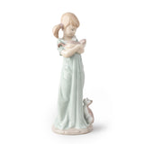 Lladró Figurina Ragazza con Gattini 21x7cm Porcellana