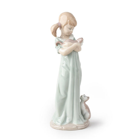 Lladró Figurina Ragazza con Gattini 21x7cm Porcellana