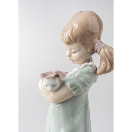 Lladró Figurina Ragazza con Gattini 21x7cm Porcellana