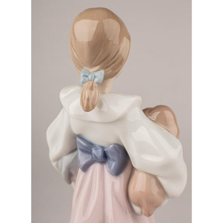 Lladró Figurina Bimba con Cuccioli 20x9cm Porcellana