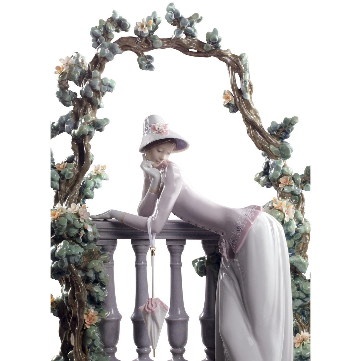 Lladró Scultura Donna Dalla Balaustra 49x36cm Porcellana