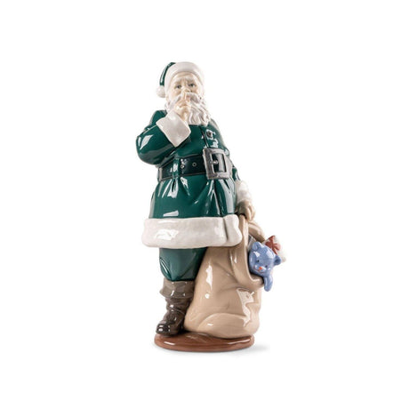 Lladró Figura E' Arrivato Babbo Natale Verde 33x17cm Porcellana