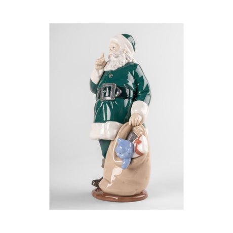 Lladró Figura E' Arrivato Babbo Natale Verde 33x17cm Porcellana