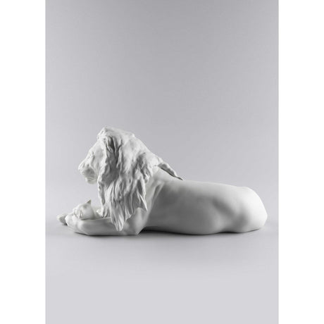 Lladró Figurina Leone con Cucciolo 21x44cm Porcellana