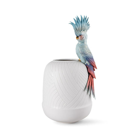 Lladró Vaso Cacatua 51x27cm Porcellana