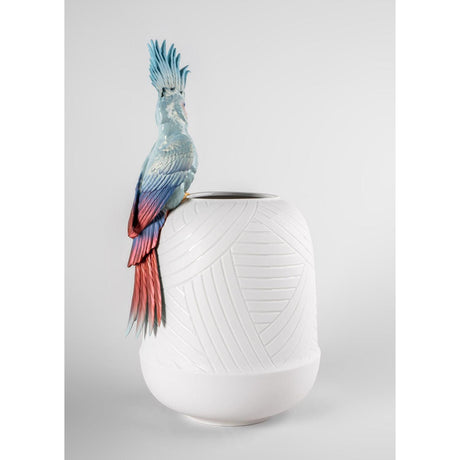 Lladró Vaso Cacatua 51x27cm Porcellana