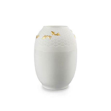 Lladró Vaso Koi Dorato Lucido 25x18cm Porcellana