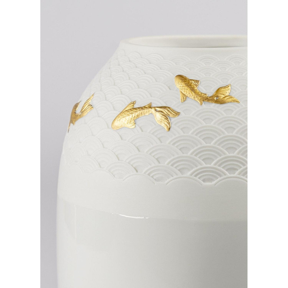 Lladró Vaso Koi Dorato Lucido 25x18cm Porcellana