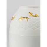 Lladró Vaso Koi Dorato Lucido 25x18cm Porcellana