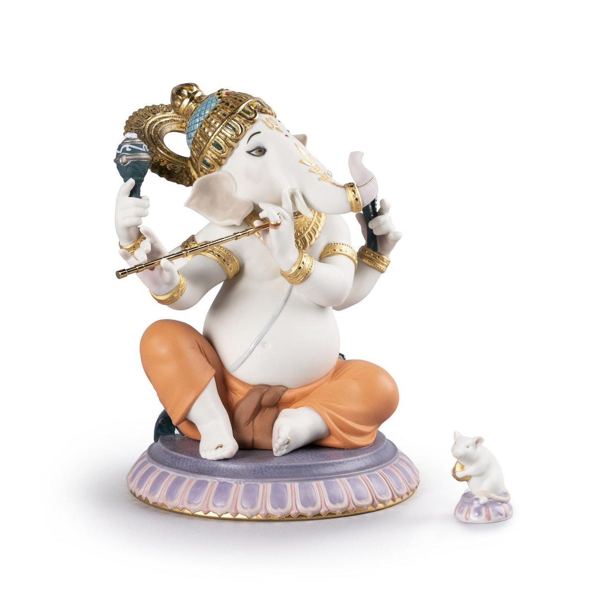 Lladró Figurina Ganesha con Bansuri Edizione Limitata 23x19cm Porcellana