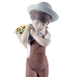 Lladró Figurina Bimbo con Fiori Ed 60° Anniversario 23x8cm Porcellana