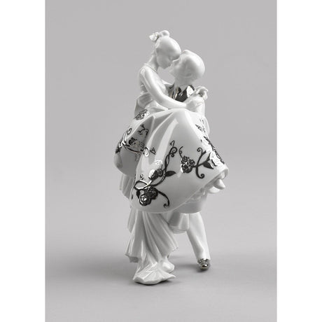 Lladró Coppia Il Giorno Più Felice Figurina Lustro Argento 27x17cm Porcellana
