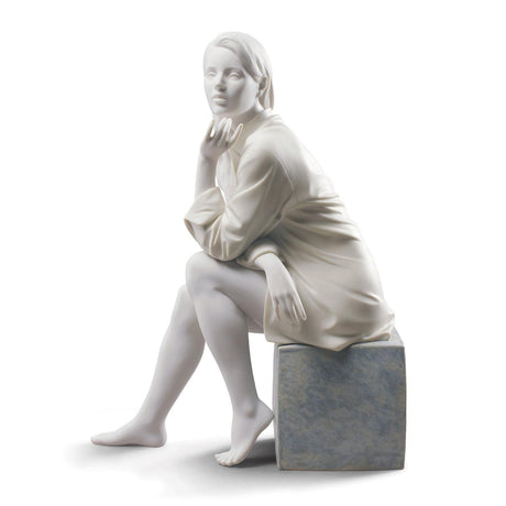 Lladró Figurina Donna Un Momento di Tranquillità 37x17cm Porcellana