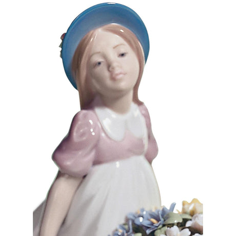 Lladró Figurina Bimba Carriola di Fiori 23x23cm Porcellana