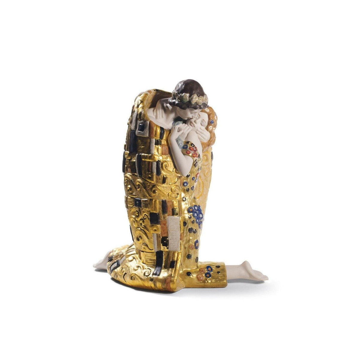Lladró Scultura Coppia Il Bacio di Klimt Lustro Oro 33x31cm Porcellana