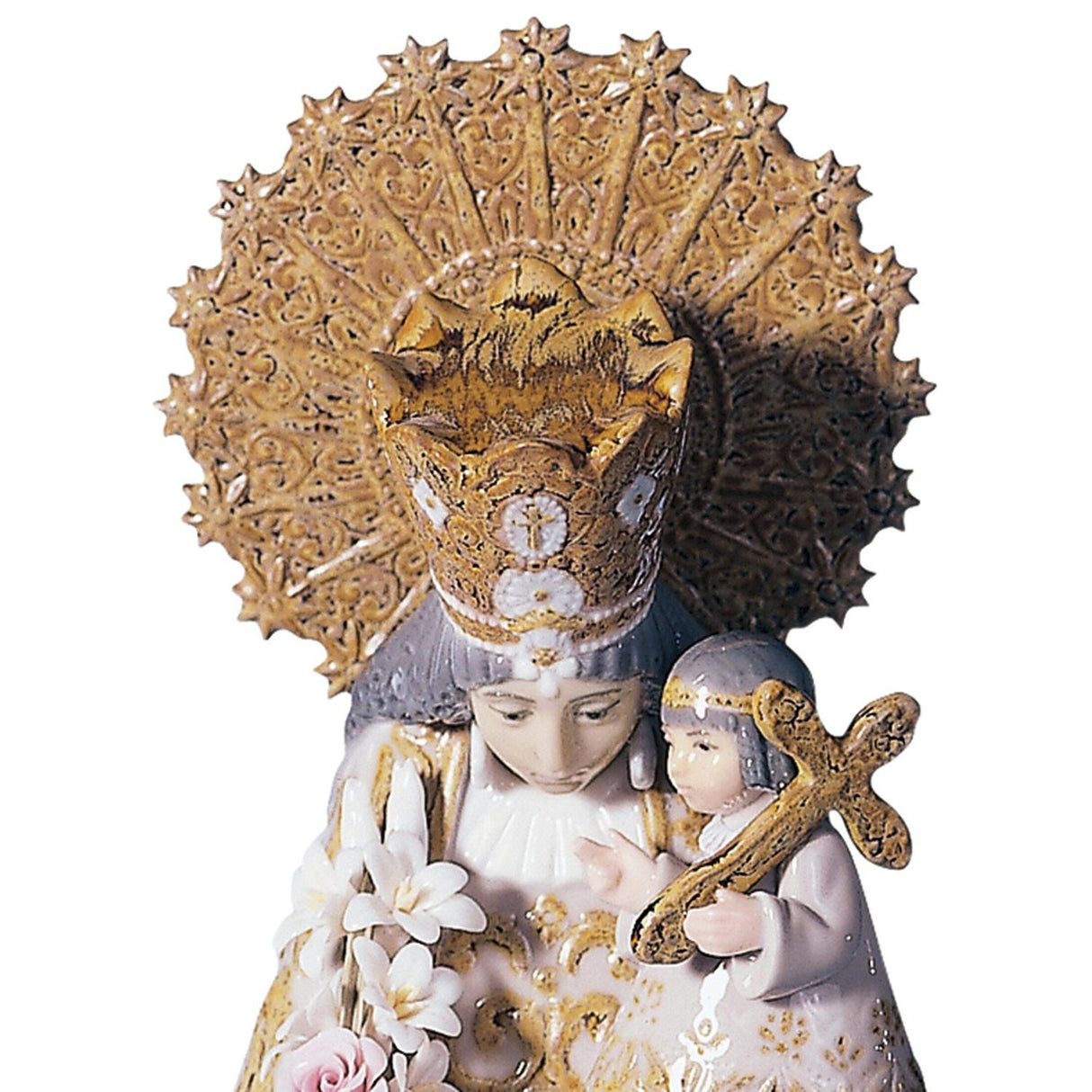 Lladró Figurina Vergine Degli Abbandonati Edizione Numerata 40x18cm Porcellana