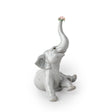 Lladró Figurina Elefante BebE' con Fiore Rosa 14x12cm Porcellana