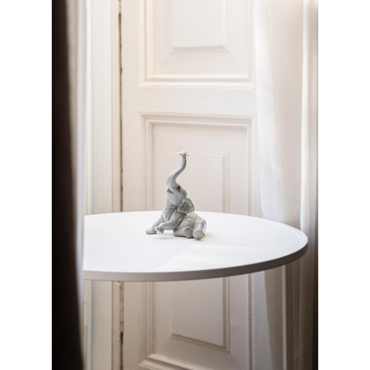 LLADRO' Figurina Elefante BebE' con Fiore Rosa 14x12cm Porcellana