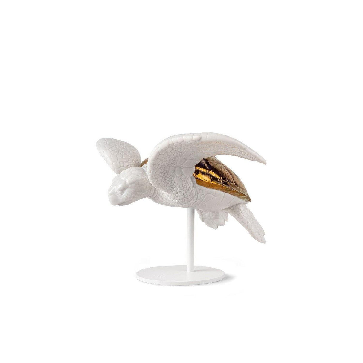 Lladró Scultura Coppia di Tartarughe Marine Bianco Rame 20x57cm Porcellana
