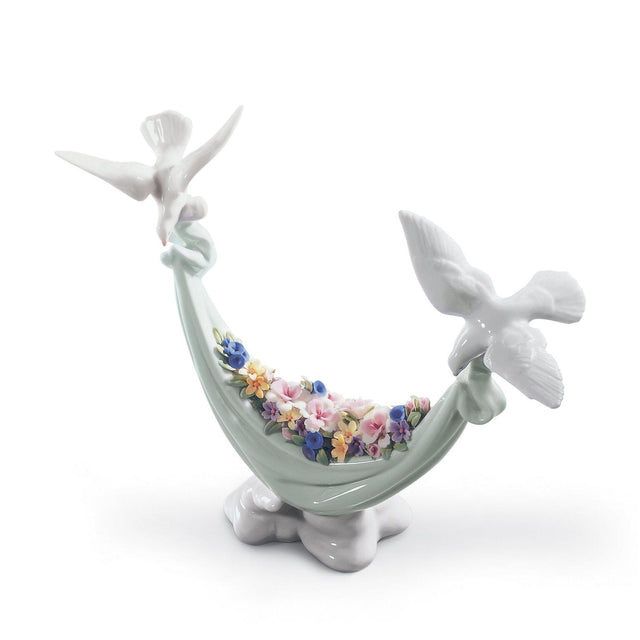 Lladró Figurina Colombe Fiori Dal Cielo 22x22cm Porcellana