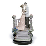 Lladró Figurina Coppia Amore Sotto la Luna Edizione Limitata 30x22cm Porcellana
